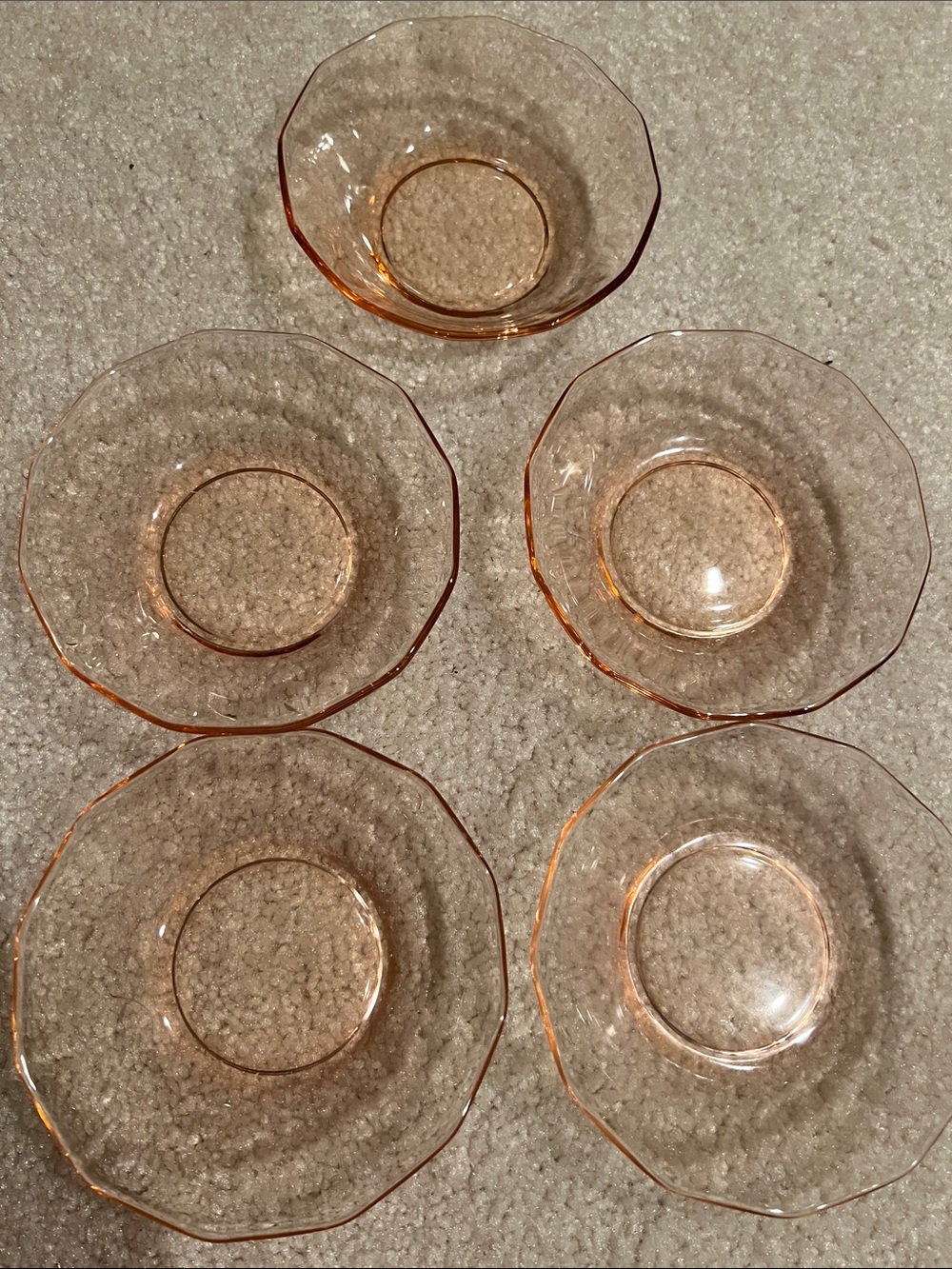Vintage Pink Fostoria Fairfax Bowls- Set of 5